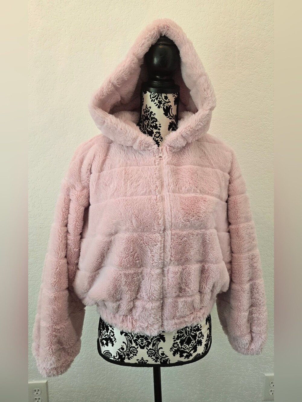 Stella Tweed Pink Faux Fur Hooded Jacket
